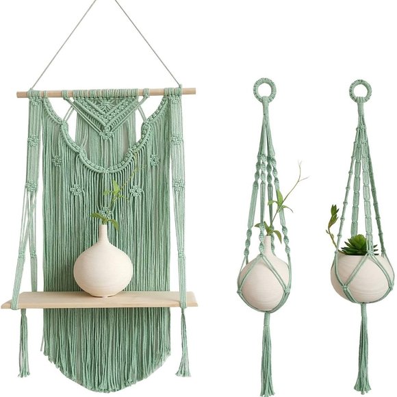Urban Outfitters Other - 3Pcs Cotton Woven Wood Hanging Floating for Wall